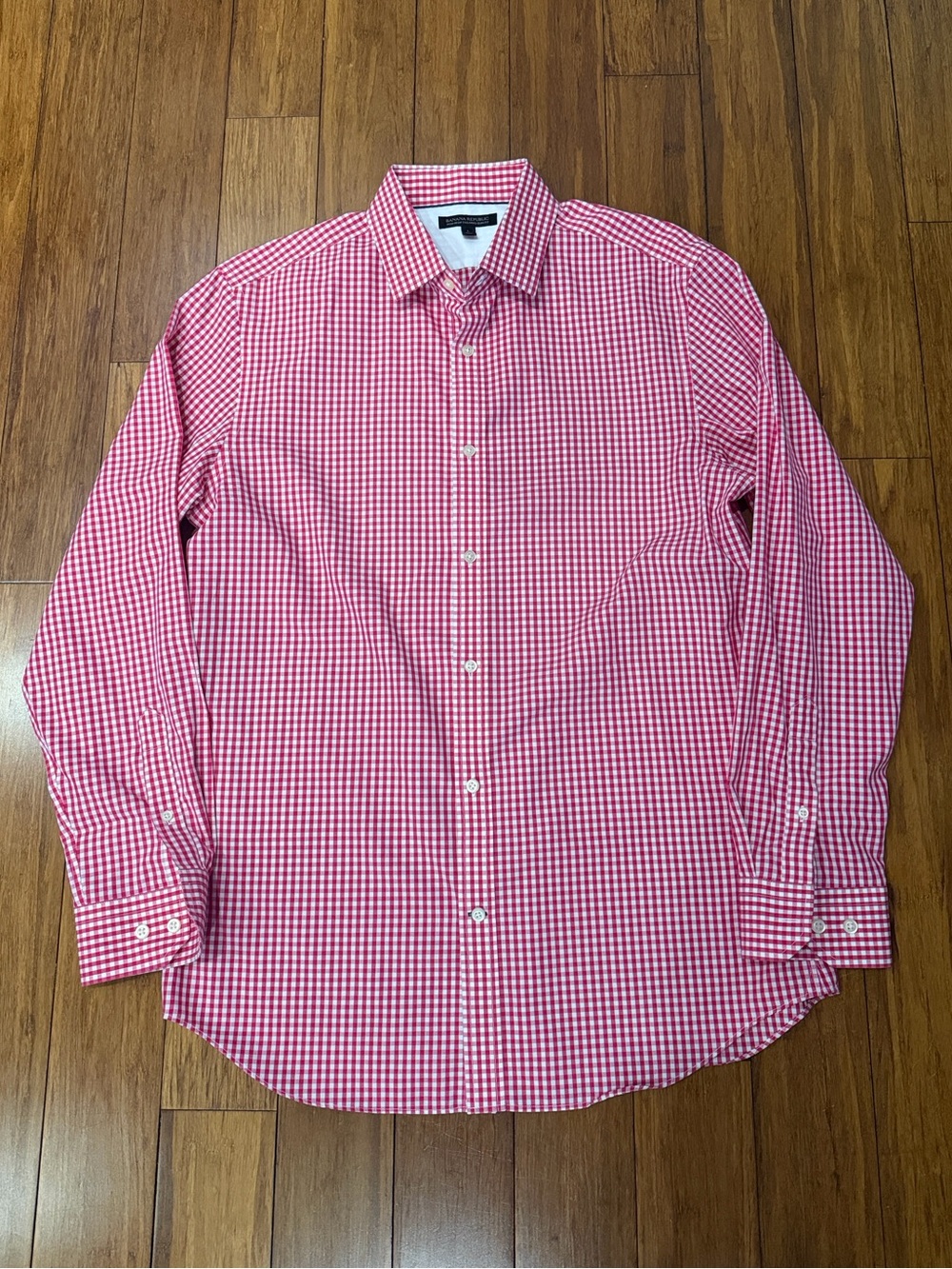NWOT Banana Republic Red Gingham Dress Shirt L 100% cotton
